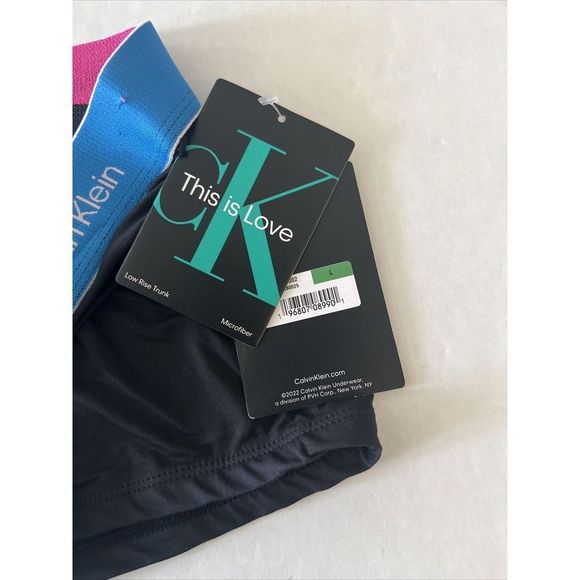 Calvin Klein NB3513 Men Sz L Black Pride This Is Love Microfiber Low-Rise Trunk - Picture 6 of 6